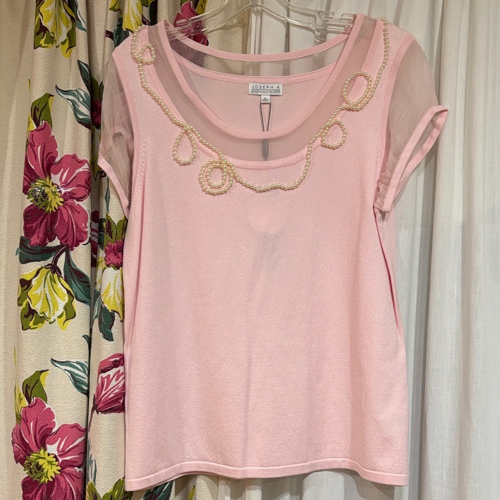 Joseph A Pink Beaded Blouse